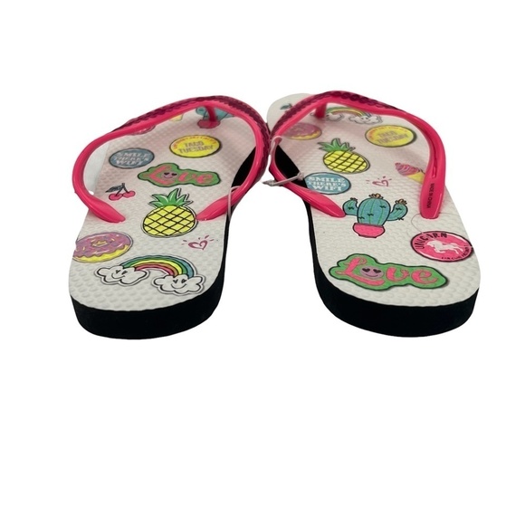 NWT Justice Pink Sequin T-Strap Flip Flops Size Medium (4/5) Girl’s - Picture 7 of 8